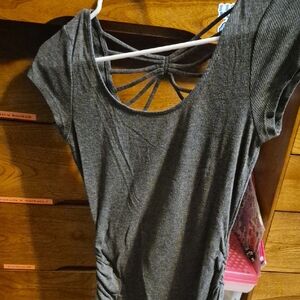 Candie's Charcoal Tunic with Back Strap Detail